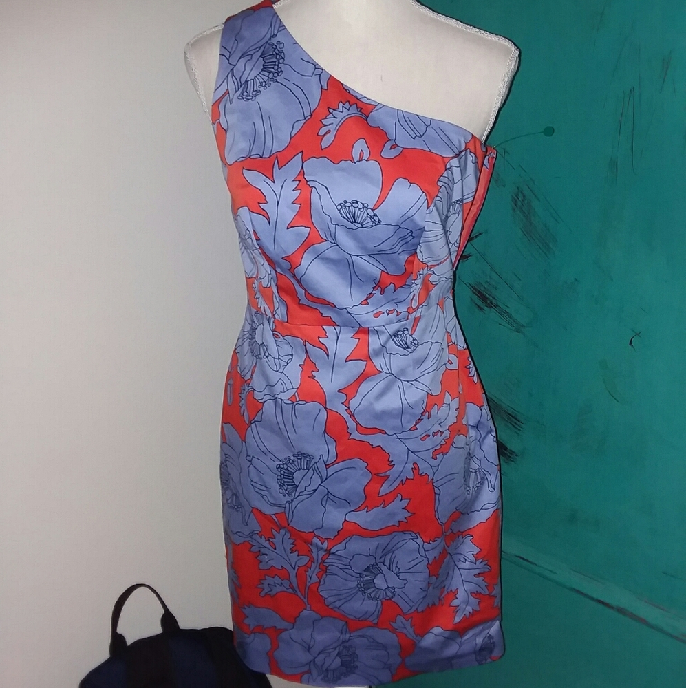 J Crew one shoulder orange & lilac dress - Picture 1 of 3